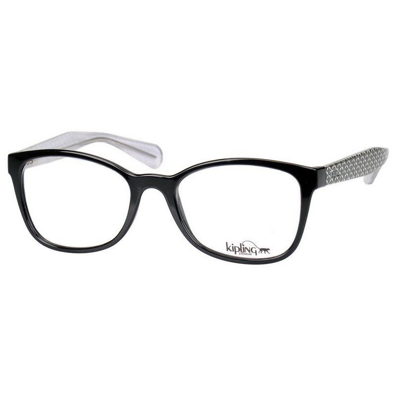 Óculos de Grau Kipling KP3082 Preto Brilho com Estampa Feminino