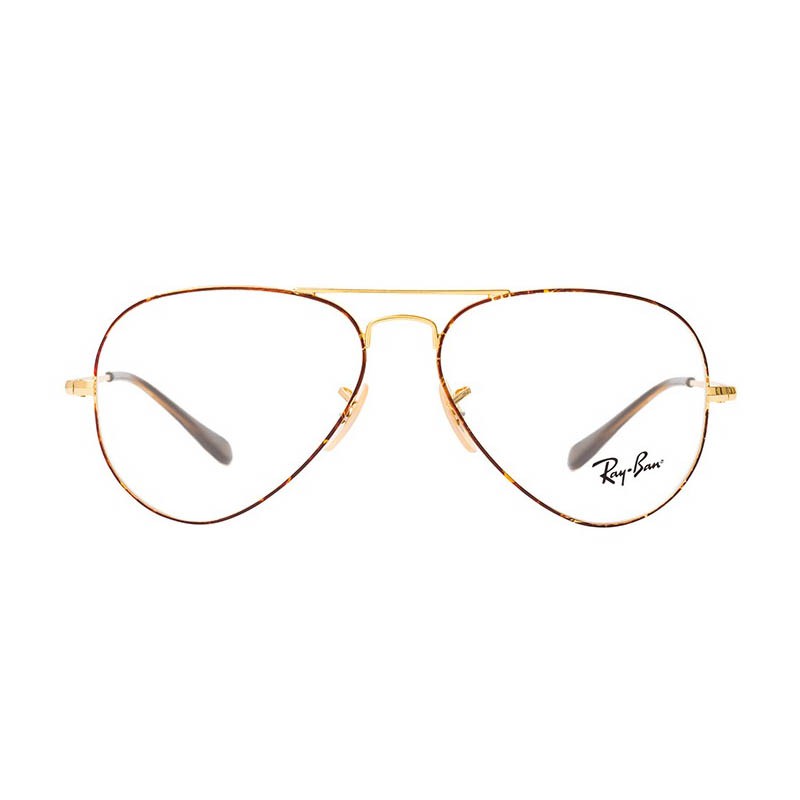 Óculos de Grau Ray-Ban Aviador RX6489 Marrom Havana com Dourado