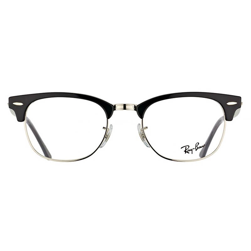 Óculos de Grau Ray Ban Clubmaster RX5154 Preto Brilho com Prata