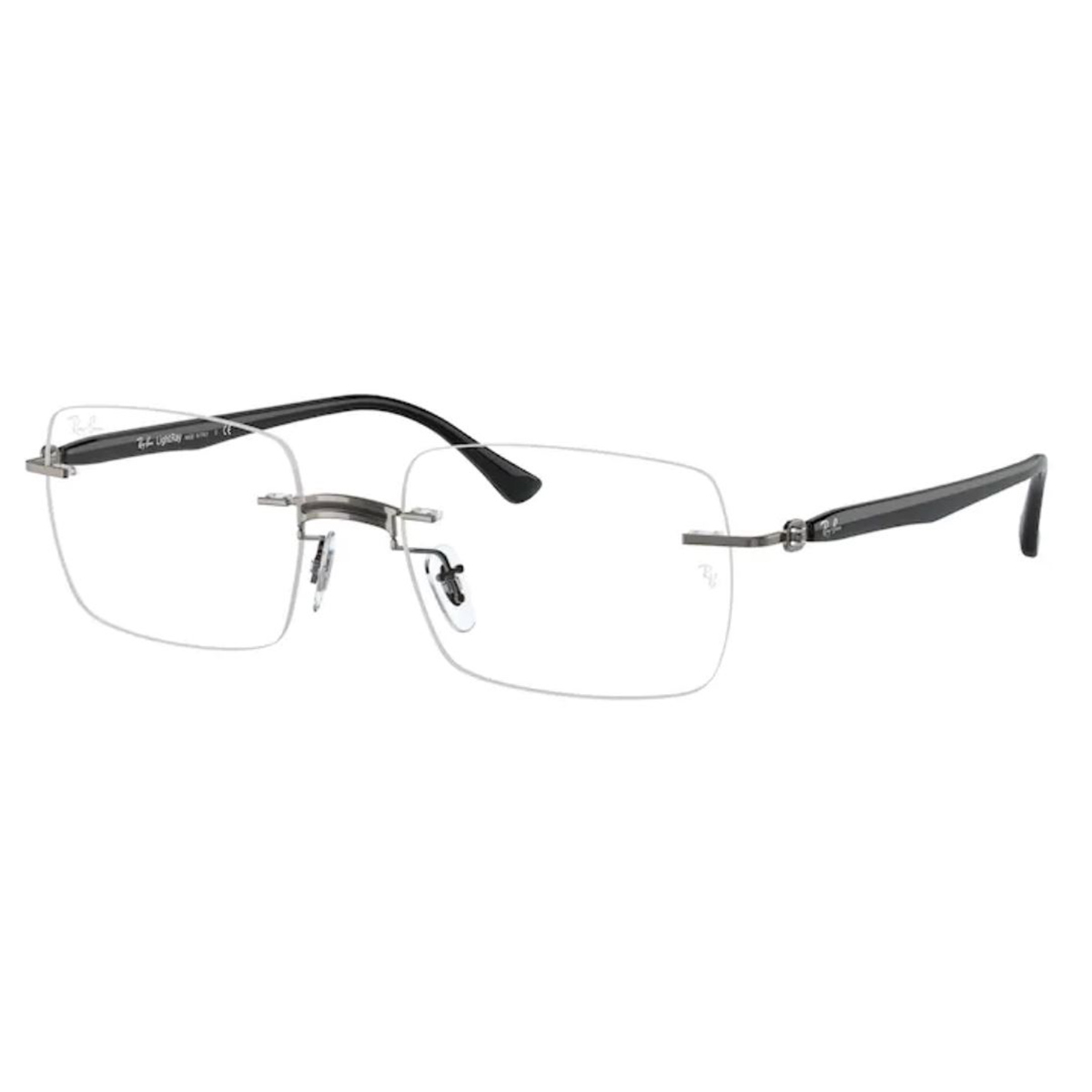 Óculos de Grau RayBan Quadrado Titanium RX8767 Cinza e Preto