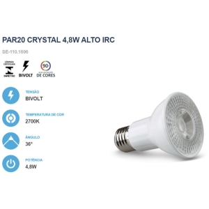 Lâmpada LED PAR20 Alto IRC 4,8W 2700K Branco Quente Bivolt Crystal Saveenergy SE-110.1696