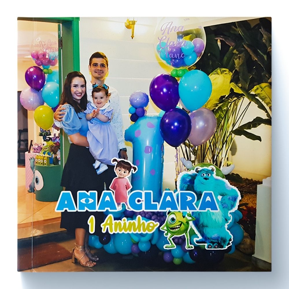 Álbum de Aniversário Infantil Menina - Capa Dura Fotográfica - Formato Quadrado
