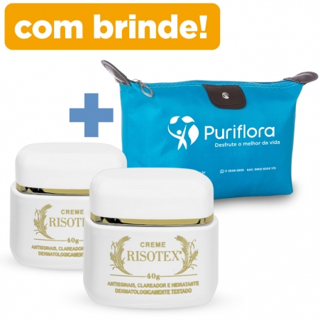 Kit 2 Potes Creme Risotex  + BRINDE | Necessaire Puriflora