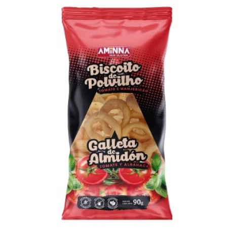 Biscoito de Polvilho Sem Glúten Tomate e Manjericão Aminna -  90g