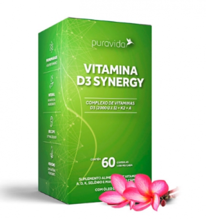 Vitamina D3 Synergy 60 Cápsulas 1200mg Cada - Puravida