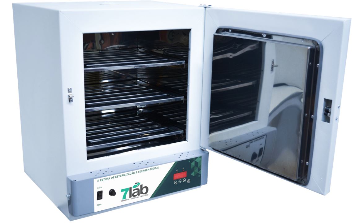 Estufa de Secagem e Esterilização Digital de Alta Precisão 7Lab INOX - 30 L 250°C (Bivolt) com timer