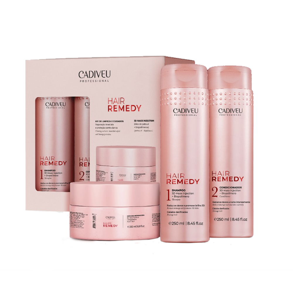Kit Hair Remedy Home Care Cadiveu - Shampoo + Condicionador + Máscara