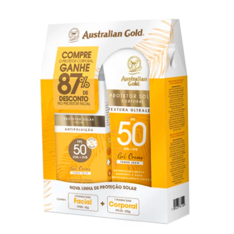 Kit Australian Gold Protetor Solar Corporal FPS50 200g + Facial FPS50 50g - Kit de Protetor Solar