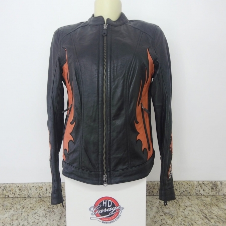 Jaqueta Harley-Davidson em Couro - Feminina - Flames - Tam S/P - 042/12606