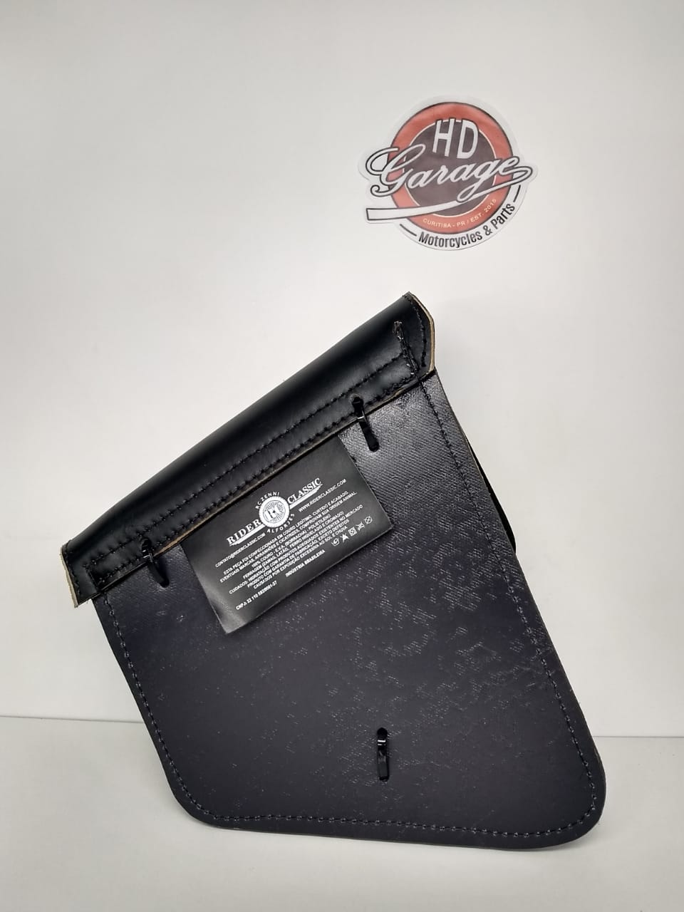 Bolsa de Balança em Couro - Motivo Bar & Shield - HD Softail - 2 Litros - Preta com Bordas Lixadas - 008/15503