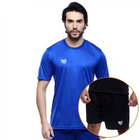 Kit Promocional Camisa Super Bolla Raiz Azul + Calção Super Bolla Raiz Preto
