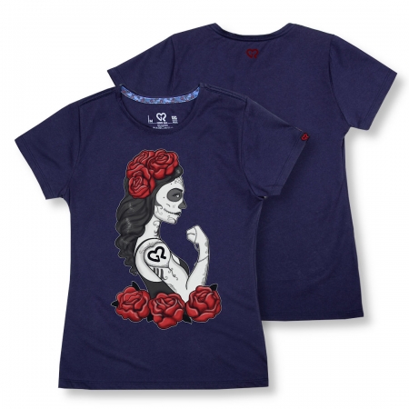 Garota&amp;Rosas - Azul Marinho - Camiseta Baby Look GR Strong