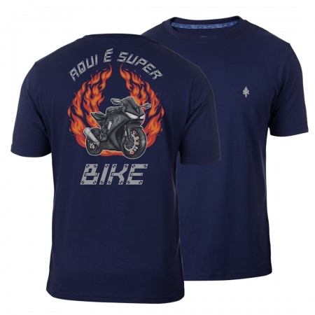 Aqui É Super Bike - Azul Marinho - Camiseta SR Strong