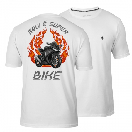 Aqui É Super Bike - Branca - Camiseta SR Strong