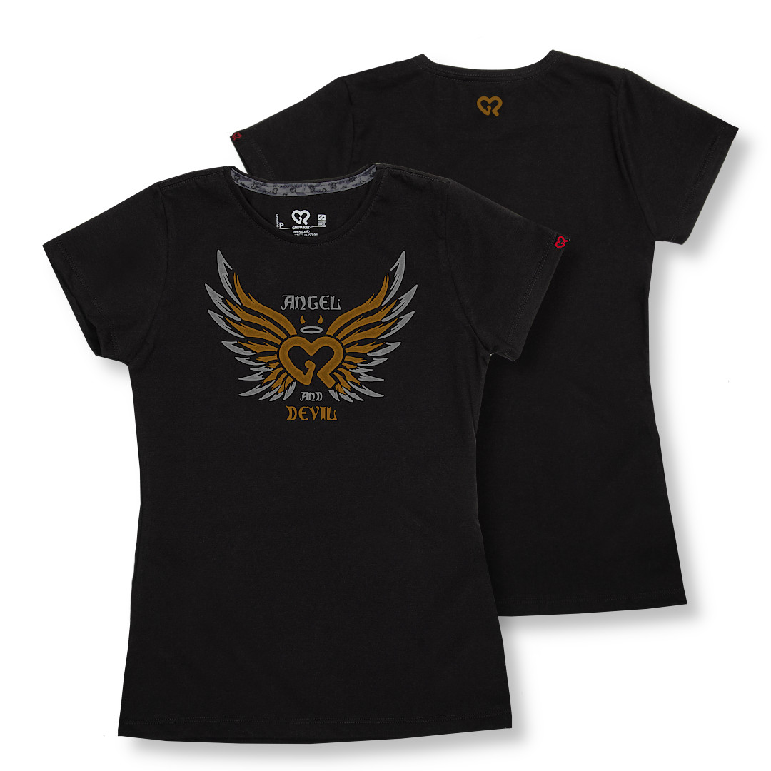 Angel and Devil - Preta - Camiseta Baby Look GR Strong