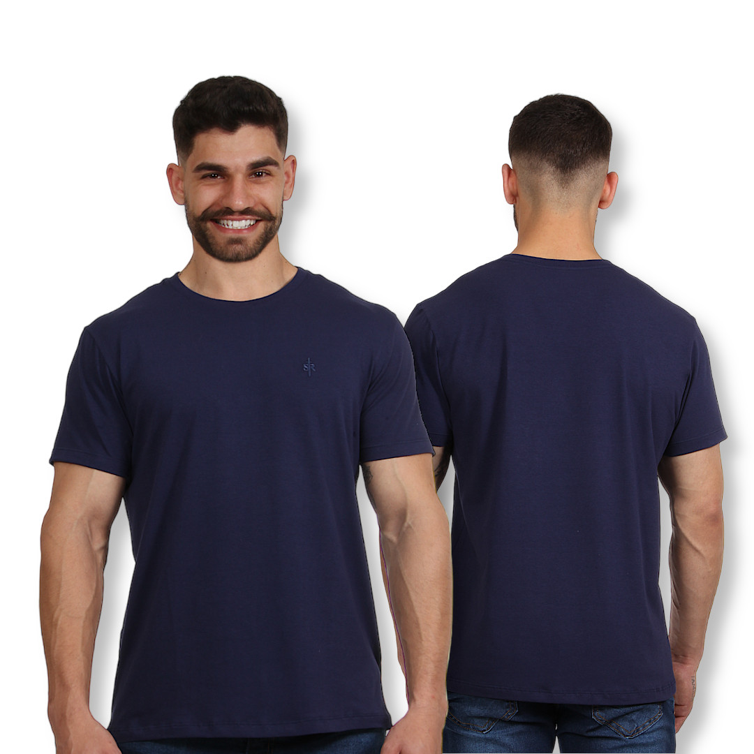 Camiseta SR Elegância Alg. Egípcio - Básica Azul Marinho