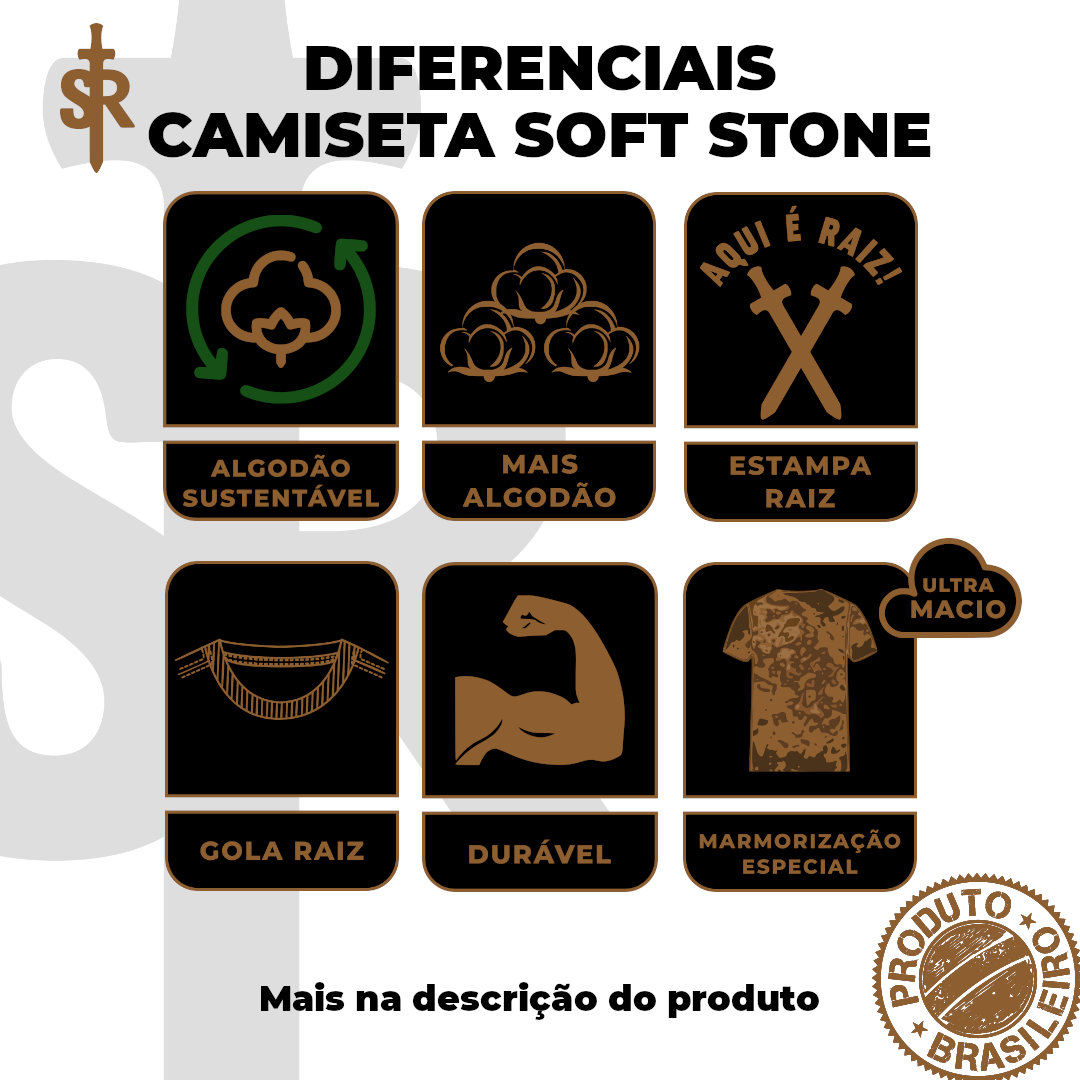 Básica - Estonada Ferrugem - Camiseta SR Soft Stone
