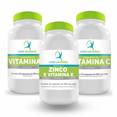 Kit Vitaminas do Bem - Zinco + Vitamina C + Vitamina D