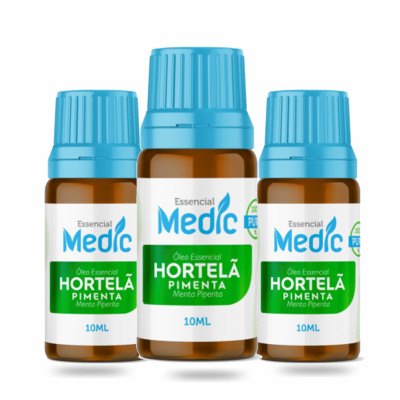 Óleo essencial Hortelã Pimenta  - 10ml - Medic - 3 unid