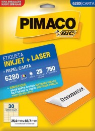 Etiqueta Inkjet/Laser Pimaco 6280 - 25,4 mm x 66,7 mm