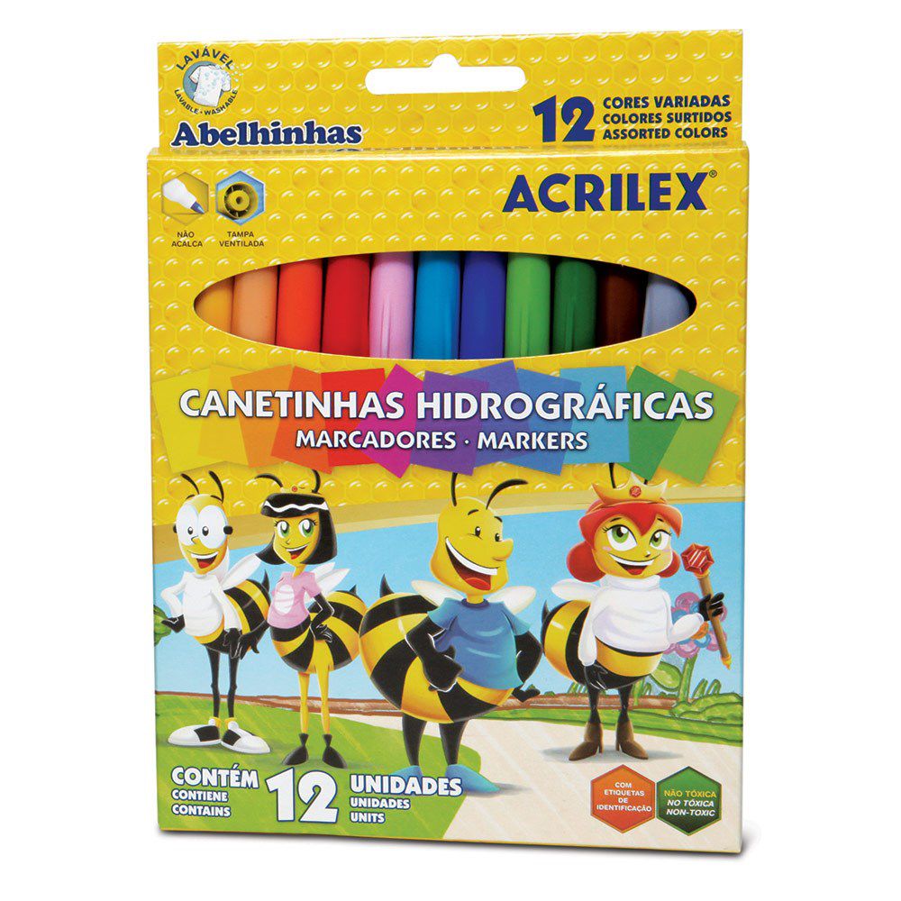 Canetinhas Hidrográficas Acrilex c/ 12 cores 06922