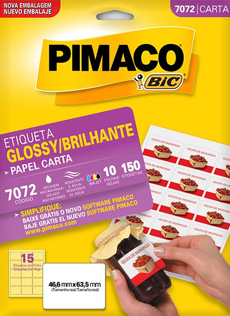 Etiqueta Brilhante Pimaco 7072 - 46,6 mm x 63,5 mm