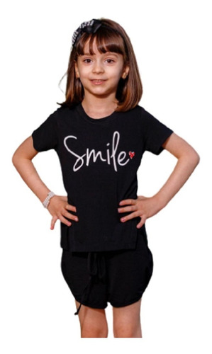 Camiseta Manga Curta Infantil Juvenil Com Fenda Smile Mazal