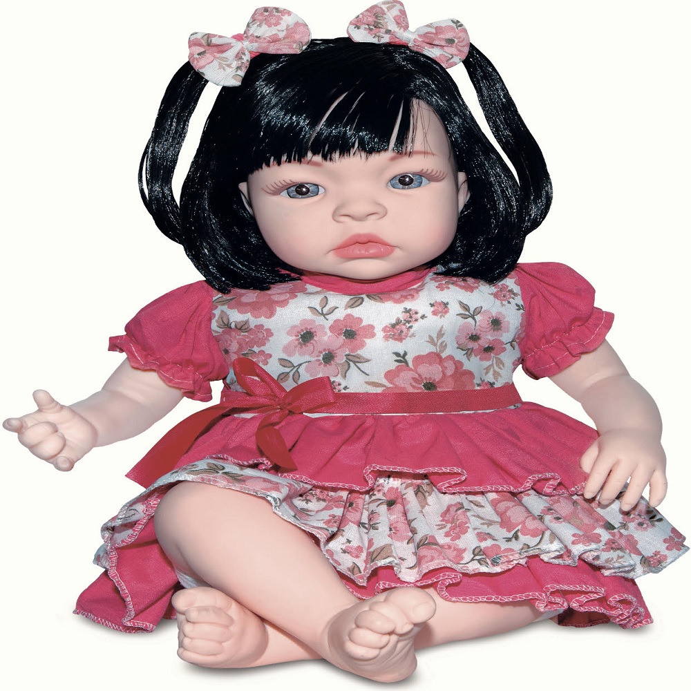 Boneca Baby Kiss Chora e Balbucia Original na Caixa tipo Reborn Morena como Bebê de Verdade
