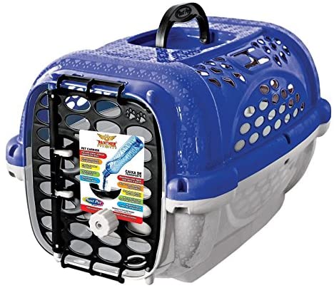 Caixa de Transporte Panther Pop Plast Pet Azul para Cães e Gatos