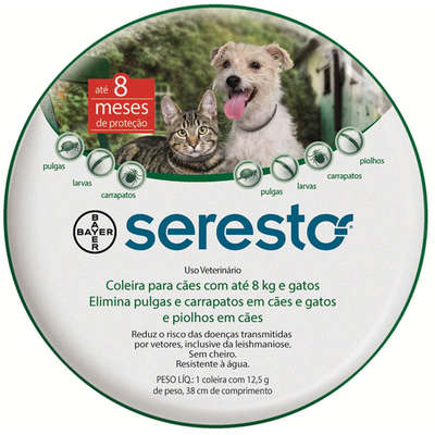 Coleira Antipulgas e Carrapatos Bayer Seresto para Cães e Gatos até 8 Kg - ( Até 8 Kg )