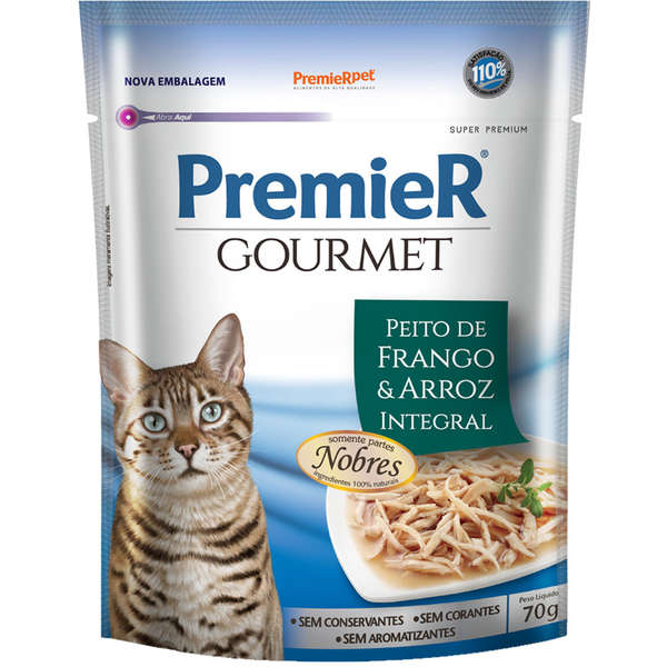 Ração Úmida Premier Gourmet Sachê Frango para Gatos Adultos - ( 70 G )
