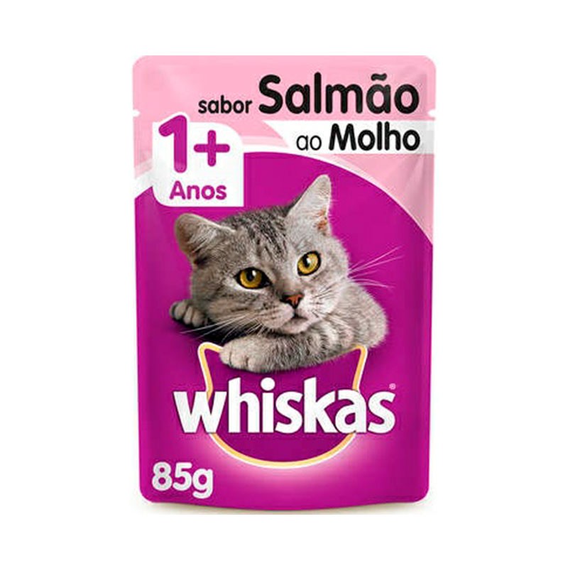 Ração Úmida Whiskas Sachê para Gatos Adultos Sabor Salmão ao Molho - ( 85 g )