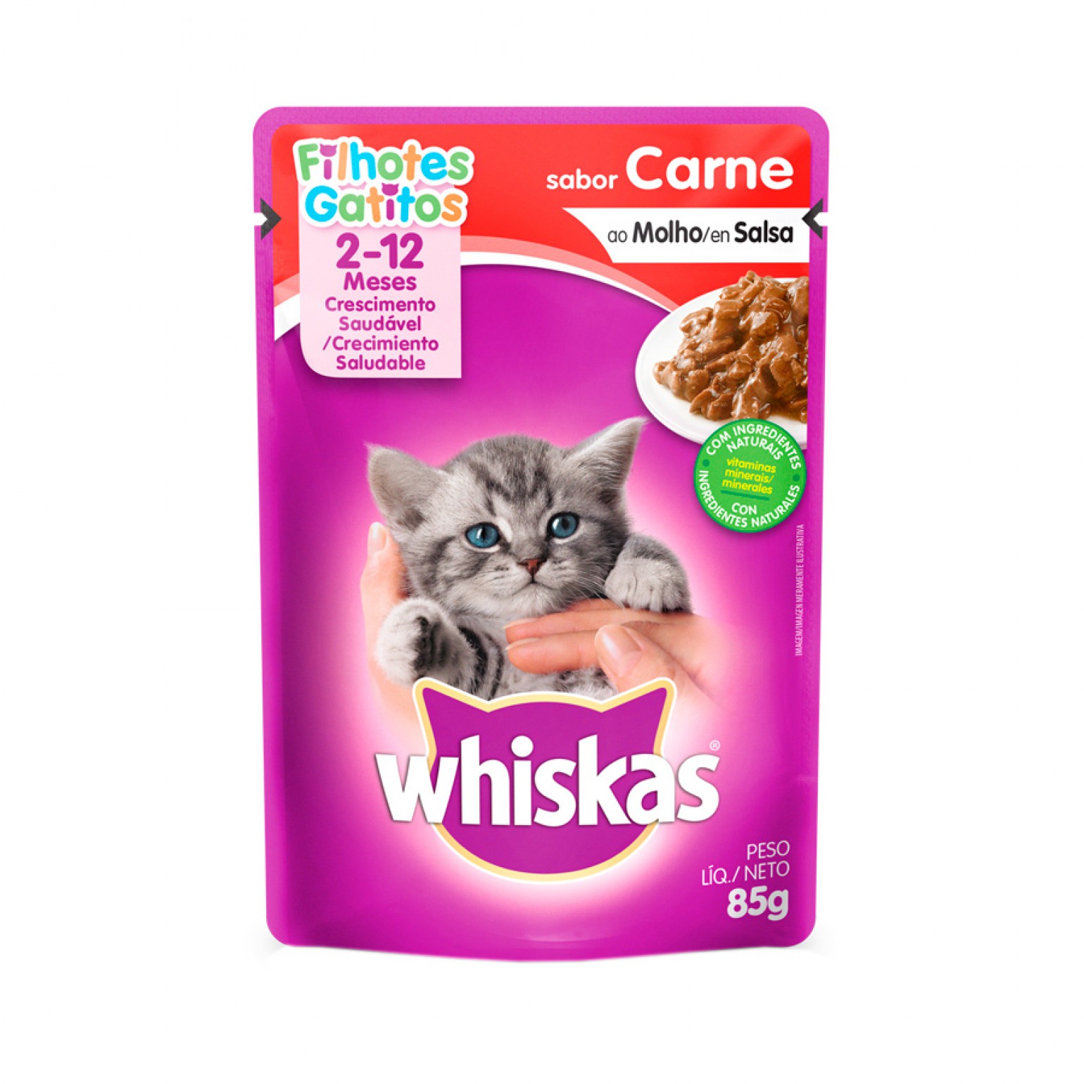 Ração Úmida Whiskas Sachê Carne ao Molho para Gatos Filhotes - ( 85 Kg )