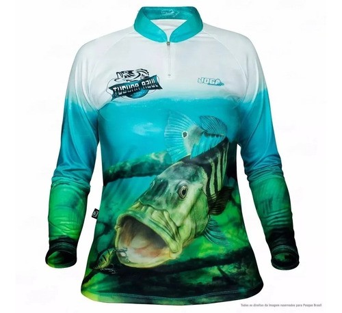 Camiseta De Pesca Esportiva C/ Proteção Uv Tucuna Azul Jogá