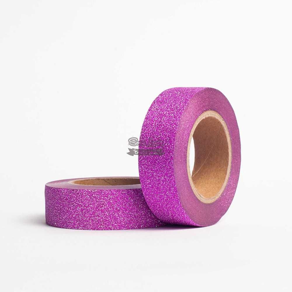Fita Scrapbook Washi Tape Glitter Rosa 10m - Scrap Lovely