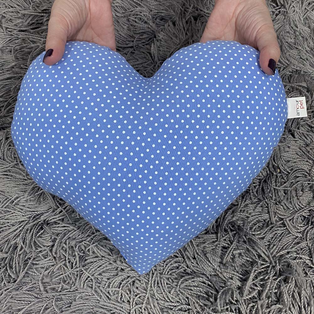 Almofadinha/Travesseiro Pet Coração - Azul Poá - 28x27cm