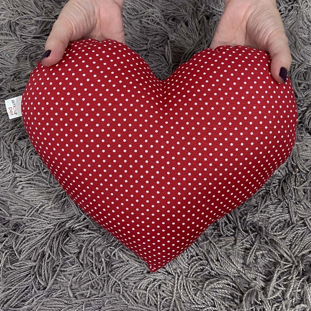 Almofadinha Travesseiro Pet Coração - Vermelho Poá -28x27cm