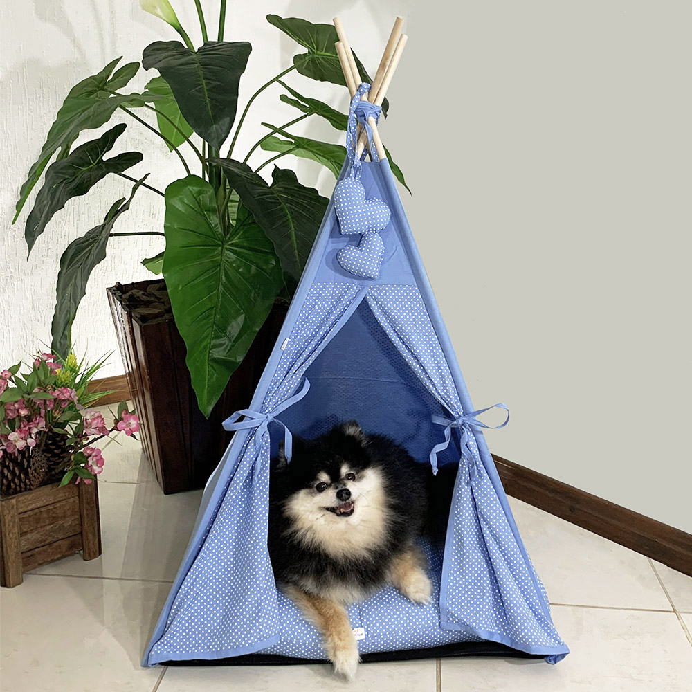 Cabana para Pet Camping - Azul Poá - Amour Pet