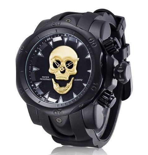 Relógio Masculino Big Dial Skull - Aço Inox