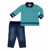 Conjunto Infantil Masculino Polo Verde e Calça Jeans Club Z