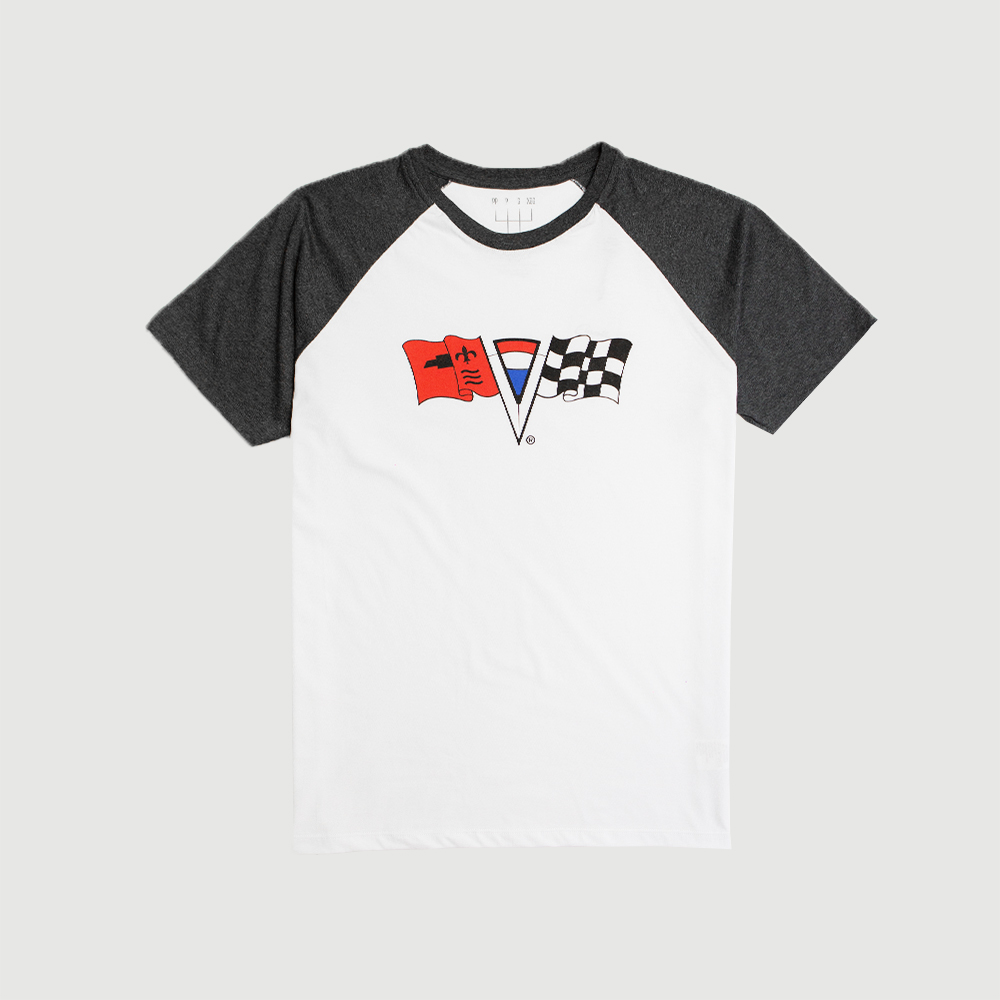 Camiseta Masc. Chevrolet Corvette Racing Reglan -  Branca / Preto Mescla