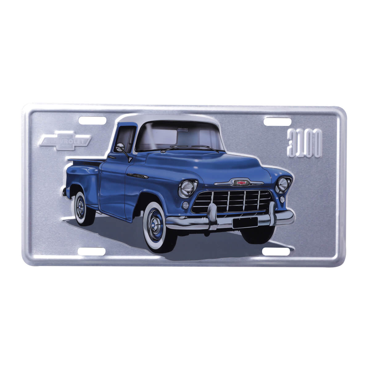 Placa de Alumínio Chevrolet - Pick up 3100 - Prata / Azul
