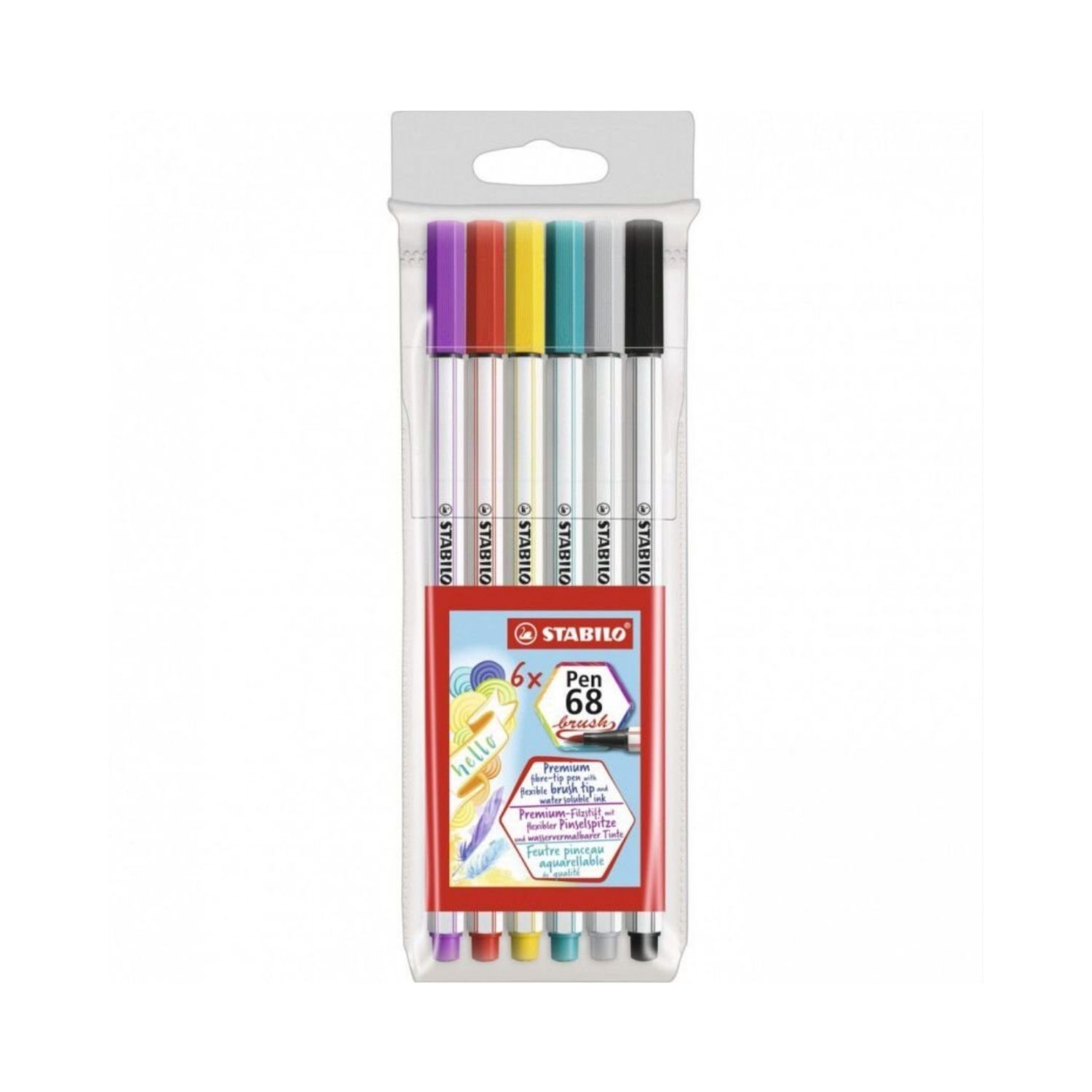 Brush Pen 68 Stabilo c/ 6 cores