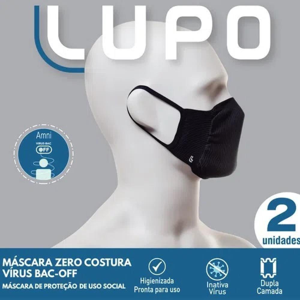 Máscara de proteção Lupo - Zero Costura Vírus Bac-Off - Adulto - Kit Com 02 Unidades Ref.36004-900