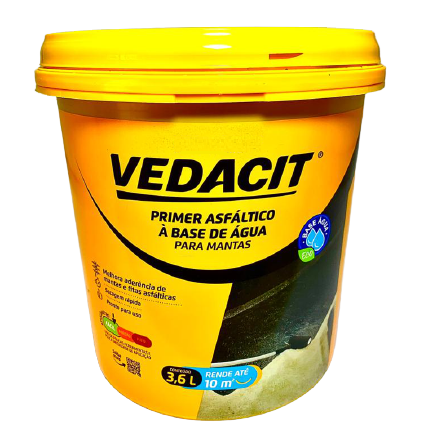 Primer Eco Manta Asfáltica 3,6 L - Vedacit - Aumenta a aderência da superfície