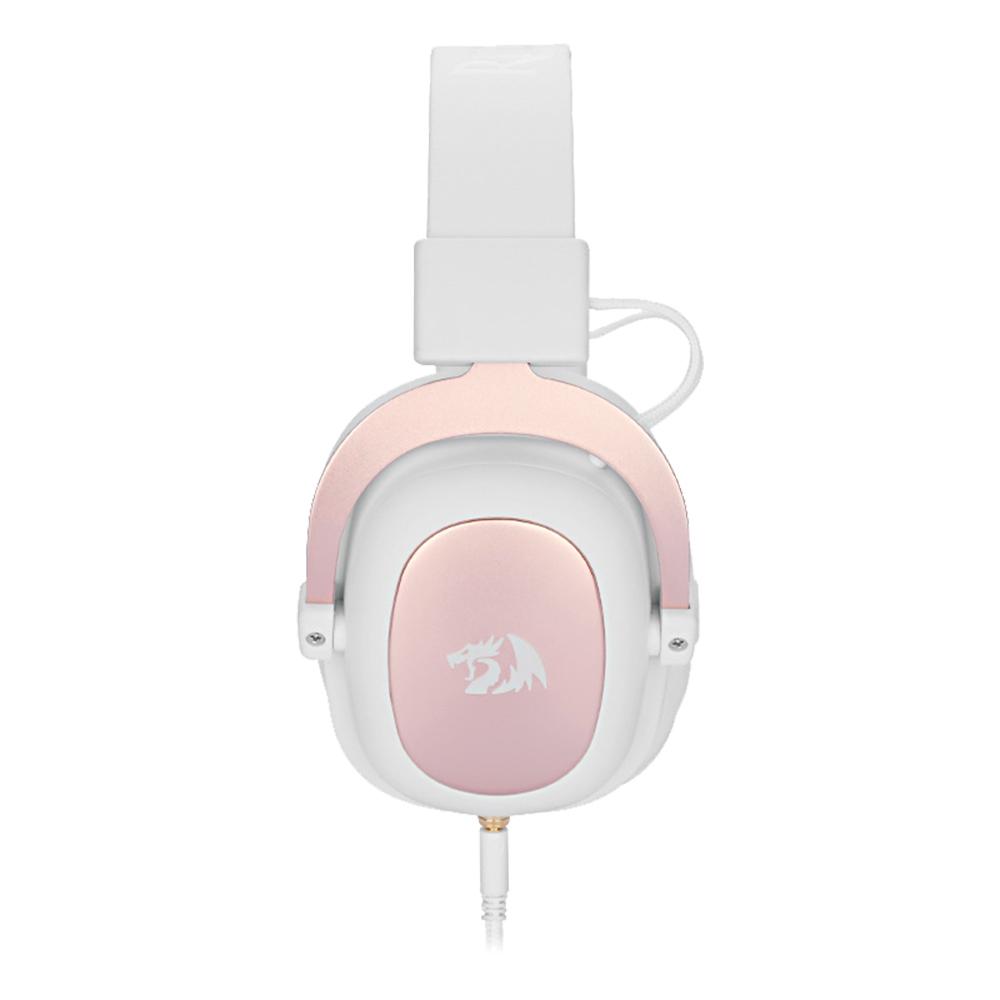 Headset Gamer Redragon Zeus-Sakura Edition, USB ou Entrada de Áudio de 3.5mm, 7.1 Surround, Branco e Rose Gold - H510W 