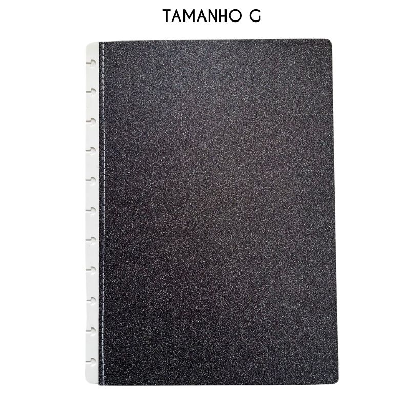 Capa Dura para Caderno de Disco Brilho Black Tam. G (Universitário)