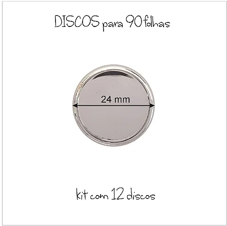 Discos Metalizados para caderno de disco para 90 folhas Prata Kit com 12 discos - Octo