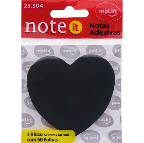 Notas Adesivas Coração Black com 50 folhas - Molin