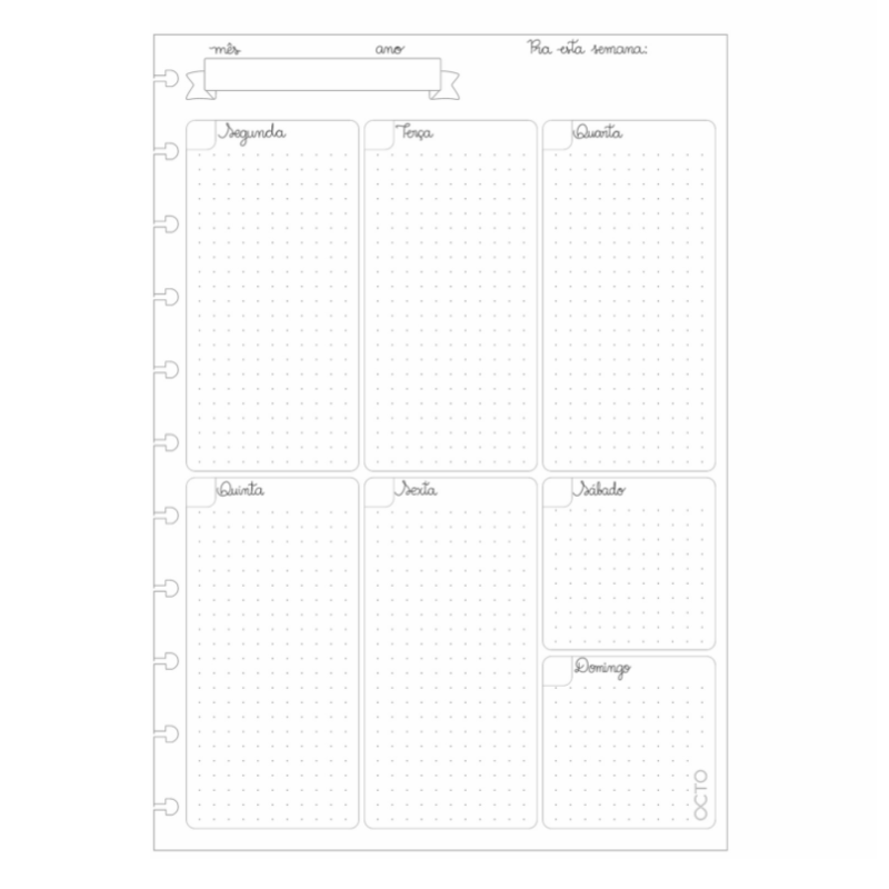 Refil Planner Vertical para Caderno de Disco G - Octo